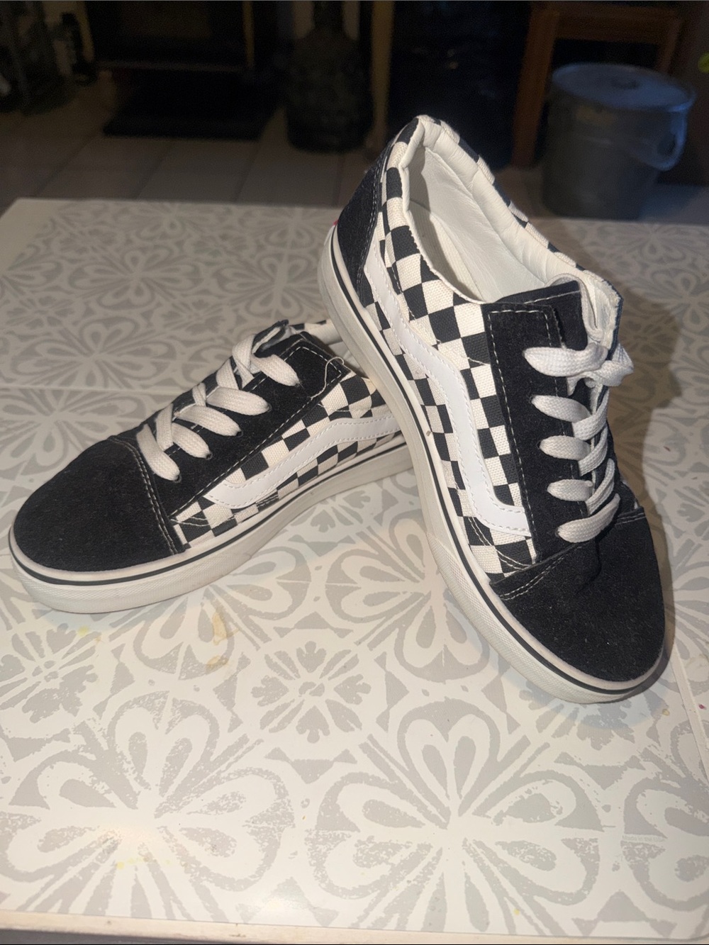 Faux Vans Old Skool Checkerboard Black/White Women's Athletic Shoes